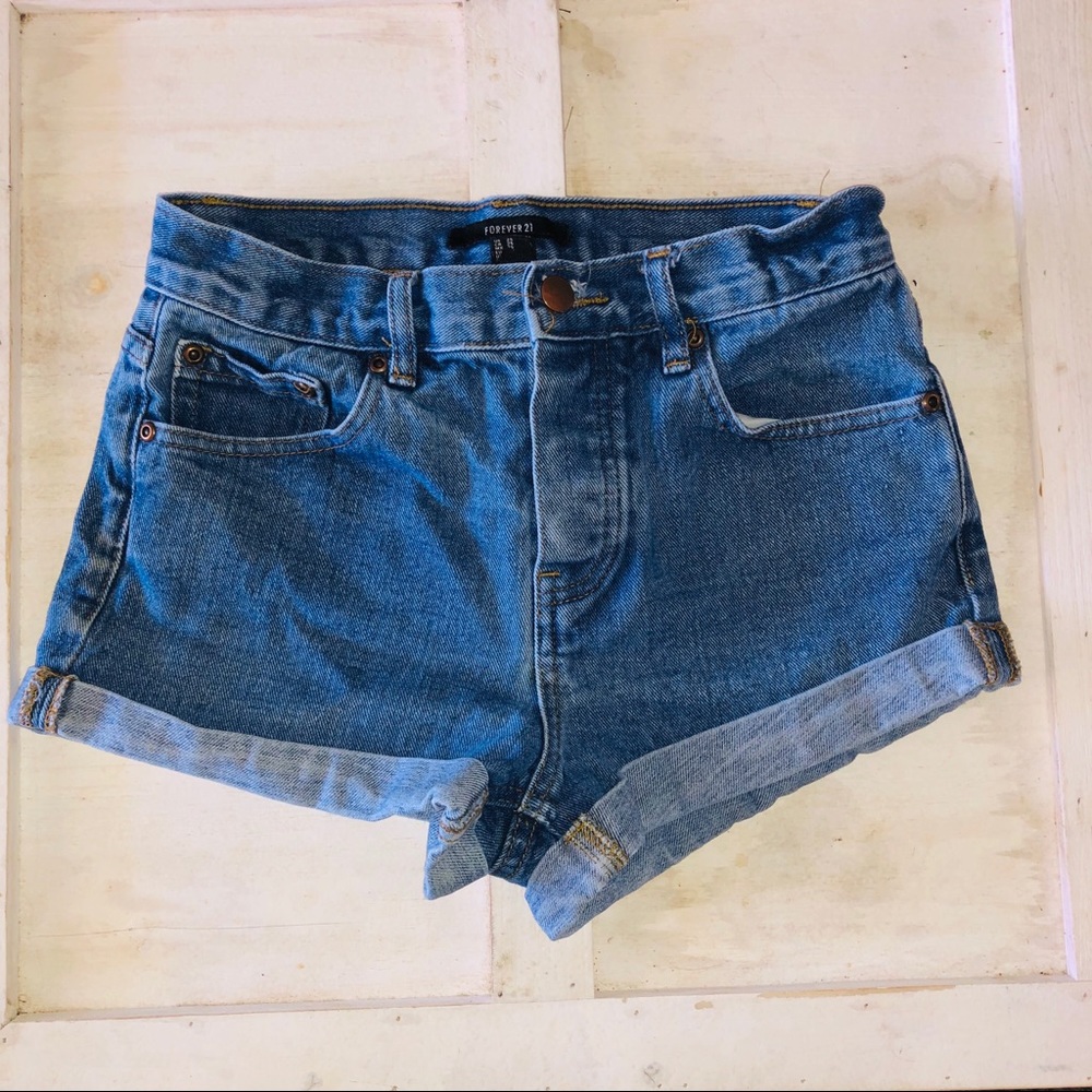 Forever 21 Vintage Wash Mom Fit Shorts